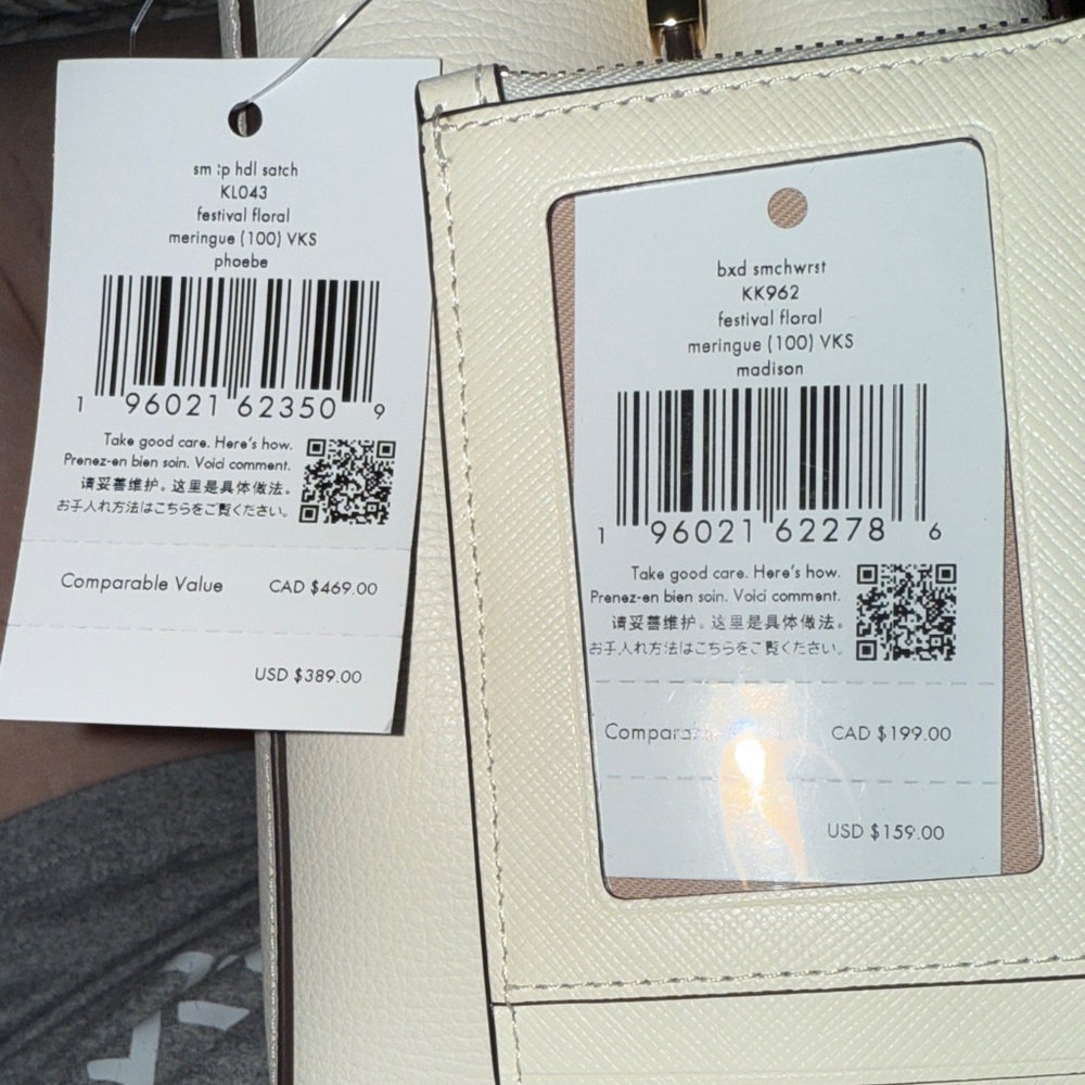 Kate Spade Cream Satchel with Floral and Butterfly Cutouts included cardholder - Picture 2 of 7
